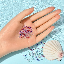 8色DIY3Dネイルアートデコレーションミニガラスビーズ  小さなキャビアネイルビーズ  ミックスカラー  0.4~3mm  14g /カラー  112グラム&nbsp;GLAA-YW0001-36