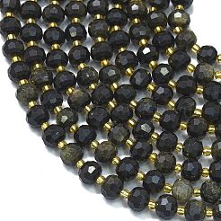 Natural Golden Sheen Obsidian Beads Strands&nbsp;G-K389-E55-01