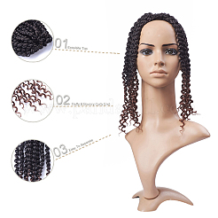春のツイストオンブル色のかぎ針編みの三つ編みの髪  合成編組ヘアエクステンション  低温耐熱繊維と低温繊維  長い＆縮毛  ブラック  14インチ（35.5cm）  24連売り/ pc&nbsp;LS-OHAR-G005-25