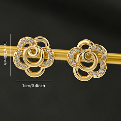 真鍮の花のスタッドピアス  クリアキュービックジルコニア  ゴールドカラー  10x10mm&nbsp;NU2308