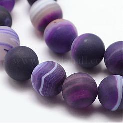 天然石縞瑪瑙/バンデットアゲートビーズ連売り  ラウンド  グレードA  艶消し  染め＆加熱  インディゴ  6mm  穴：1mm  約61個/連  15インチ&nbsp;G-K166-12-6mm-02