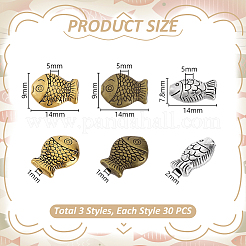 90Pcs 3 Colors Tibetan Style Alloy Beads&nbsp;FIND-GA0007-96
