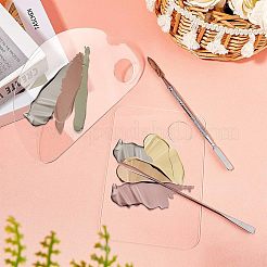 透明なアクリル絵の具パレット  DIYアートクラフト絵画  304ステンレススチールスティック付き  長方形と半円形  透明  149x100x1.5mm  160x102x1.5mm  2セット /バッグ&nbsp;AJEW-FG0001-17