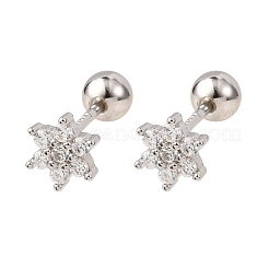 Christmas 925 Sterling Silver Snowflake Stud Earrings&nbsp;EJEW-F397-04P
