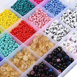 5 Colors Flat Round Acrylic Letter Beads&nbsp;DIY-YW0002-54