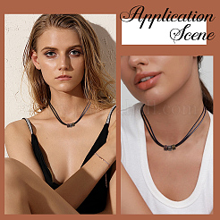 1Pc Alloy Flat Round Beads Imitation Leather Double Layer Necklaces&nbsp;NJEW-CL0001-13
