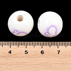 Printed Wood European Beads&nbsp;WOOD-G029-03A