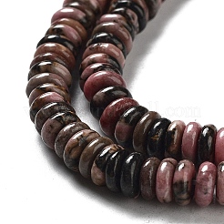 天然石ロードナイトビーズ連売り  ロンデル  6~6.5x2~2.5mm  穴：1.2mm  約156~158個/連  15.12~15.20インチ（38.4~38.6cm）&nbsp;G-G084-A06-01
