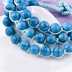 Synthetic Turquoise Round Beaded Multi-strand Bracelets for Men Women&nbsp;BJEW-G743-02F