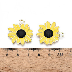 合金ペンダント  エナメル  花のチャーム  ライトゴールド  ゴールド  27x25x2.5mm  穴：3mm&nbsp;PALLOY-S121-214B-01