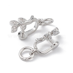 Rack Plating Brass Pave Cubic Zirconia Leaf Shape Ice Pick Pinch Bails&nbsp;KK-G464-07P
