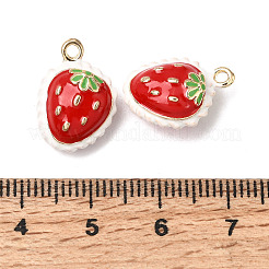 合金エナメルチャーム  イチゴのチャーム  ゴールドカラー  レッド  16.5x12x8mm  穴：1.5~2mm&nbsp;PALLOY-T094-04A-02