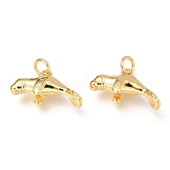 真鍮チャーム  長持ちメッキ  丸カン付き  マナティー/ジュゴン  18KGP本金メッキ  19x6x10mm  丸カン：5x0.8ミリ  内径：3mm&nbsp;X-KK-Z014-01G