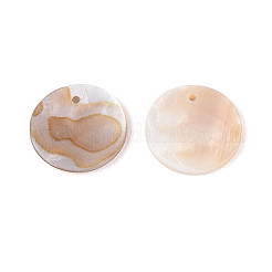 Natural Freshwater Shell Disc Charms&nbsp;BSHE-T014-42A