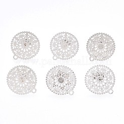 変色しない304ステンレススチールスタッドピアス金具  カン付き  フラットラウンド  ステンレス鋼色  16.5x15mm  穴：1mm  ピン：0.7mm&nbsp;STAS-S079-31B
