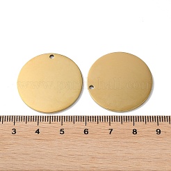 304ステンレスペンダント  空白タグのスタンプ  フラットラウンドのチャーム  18KGP本金メッキ  28x1.3mm  穴：1.8mm&nbsp;STAS-Q308-09U-G