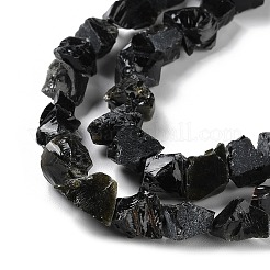 未加工の天然黒曜石ビーズ連売り  ナゲット  4~11x4.5~14.5x4.5~14.5mm  穴：0.8mm  約41~43個/連  15.35~15.94''（39~40.5センチメートル）&nbsp;G-B065-C20