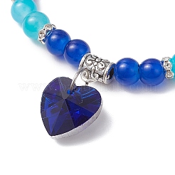 Baking Paint Imitation Jade Glass Round Beaded Charm Bracelets&nbsp;BJEW-JB11737-01