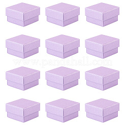 紙製梱包リングボックス12個  蓋とスポンジマット付き  正方形  プラム  5x5x3.1cm&nbsp;CON-TA0001-42B
