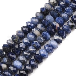 天然石ソーダライトビーズ連売り  ロンデル  多面カット  8~8.5x5~6mm  穴：1mm  約68~76個/連  14.96~15.35''（38~39センチメートル）&nbsp;G-C259-A23-5x8mm