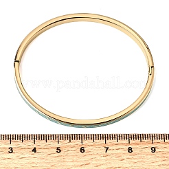 304ステンレススチールエナメルバングル  女性用ヒンジ付きバングル  葉  イオンプレーティング（ip）  18KGP本金メッキ  内径：1.89インチ（4.8cm）x2.19インチ（5.55cm）&nbsp;BJEW-D408-36G
