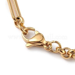 Ion Plating(IP) 304 Stainless Steel Figaro Chain Bracelet for Women&nbsp;X-BJEW-G669-21G