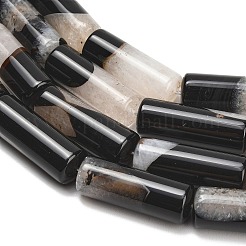 天然石瑪瑙ビーズ連売り  染め＆加熱  コラム  ブラック  39.5~40x13.5~15mm  穴：1.2~1.4mm  約10個/連  15.51''~15.63