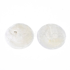 フラットラウンドカピスシェルビーズ  穴がない  ホワイトスモーク  60x1mm&nbsp;SSHEL-R035-13-A