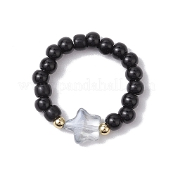 Glass Beads Stretch Rings&nbsp;RJEW-JR00821