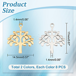 16Pcs 2 Colors Ion Plating(IP) 304 Stainless Steel Pendants&nbsp;STAS-UN0048-10
