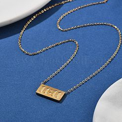 304 Stainless Steel 11:11 Number Rectangle Pendant Necklace with Cable Chains for Women&nbsp;NJEW-NH0001-04G