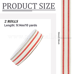 コットンリボン  ストライプ  ギフト包装用  レッド  5/8インチ（15mm）  約10.00ヤード（9.14m）/ロール&nbsp;OCOR-WH0008-076B