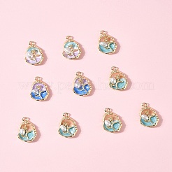 10本合金エナメルペンダント  ABSの模造パールと  花とオーバル  ラックめっき  長持ちメッキ  鉛フリー＆カドミウムフリー＆ニッケルフリー  ゴールドカラー  ミックスカラー  24.5x14x5mm  穴：2.1mm&nbsp;ENAM-FS0003-25