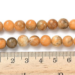 染色された天然ドロマイトビーズ連売り  ラウンド  スパンコール  オレンジ  7~8mm  穴：0.8~1mm  約50~51個/連  15.75''（40センチメートル）&nbsp;G-D337-8mm-D05