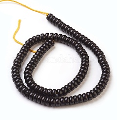 ココナッツシェルビーズ連売り  染め  ロンデル  ブラック  8x4mm  穴：0.5~1mm  約113個/連  17.7インチ〜17.9インチ（45~45.5cm）&nbsp;X-COCB-L002-02A