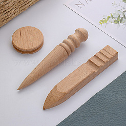 木製レザーエッジバーニッシャーセット3個  研磨 DIY ツール  淡い茶色  148x24.5x15.5mm&nbsp;TOOL-WH20127-01