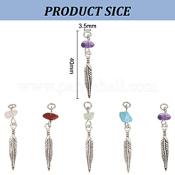 80Pcs 16 Styles Natural Rose Quartz & Amethyst & Howlite & Red Jasper & Green Aventurine Chip Pendants&nbsp;FIND-DR0001-38