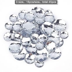 45個 3スタイル 粘着アクリルラインストーンステッカー  DIYの装飾や工芸品  多面カット  半円  透明  2~3x0.6cm  15個/スタイル&nbsp;DIY-FG0001-83A