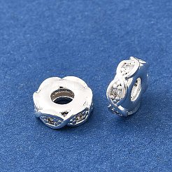 Brass Micro Pave Clear Cubic Zirconia Beads&nbsp;KK-K300-06A-S