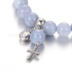 Natural Mixed Stone Beaded Stretch Charm Bracelets&nbsp;BJEW-JB01956