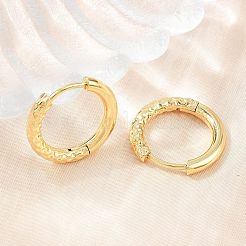 真鍮huggieフープピアス  ラウンド  ラックめっき  長持ちメッキ  カドミウムフリー＆鉛フリー  18KGP本金メッキ  17x2.5mm&nbsp;KK-CBA8A92-04G