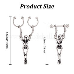 4Pcs 2 Style Stainless Steel Skeleton Skull Dangle Hoop Earrings for Women&nbsp;EJEW-AN0002-52