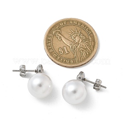 Ion Plating(IP) 304 Stainless Steel Round Stud Earrings&nbsp;EJEW-C099-17D