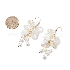 Petaline Brass Shell Pearl Dangle Earrings&nbsp;EJEW-TA00776