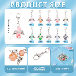 20Pcs 10 Colors Alloy & Glass Pendant Decorations&nbsp;PALLOY-TAC0211