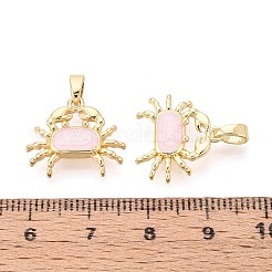 真鍮製エナメルペンダント  カニチャーム  18KGP本金メッキ  ミスティローズ  15x17x3.5mm  穴：4.5x2mm&nbsp;KK-T075-93A-G
