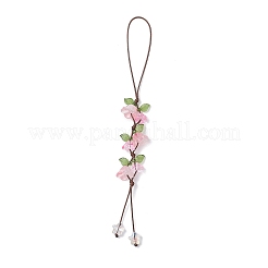 4個 4色 手作りランプワーク吊り下げオーナメント  花  アクリルとガラスと  ミックスカラー  155~160mm  1pc /カラー&nbsp;HJEW-TA00384