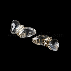 メッキクリアアクリルビーズ  ゴールドライン入り  蝶  透明  9.5x16.5x5mm  穴：1.5mm  約1260個/500g&nbsp;OACR-G016-12