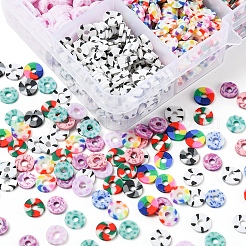 手作り樹脂粘土ビーズ連売り  ジュエリー工芸用品のDIY用  ヒシビーズ  ディスク/フラットラウンド  ミックスカラー  6mm  穴：1.8~2mm  約200PCS /カラー&nbsp;CLAY-YW0001-46