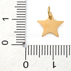 304ステンレススチールチャーム  18KGP本金メッキ  レーザー切断  スター  9.5x10x1mm  穴：3mm  5個/セット&nbsp;STAS-Q331-01E